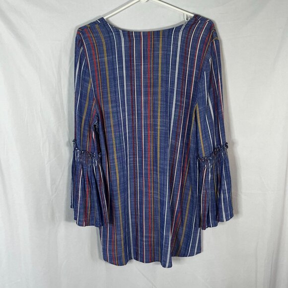 HIlary Radley for Katherine Barklay‎ Chambray Embroidered Stripe Blouse Size XL - Picture 5 of 8